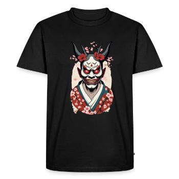 Oni Demons Mask Japan Culture Aesthetics Design - Men's Premium Organic T-Shirt - black - Front - Nico (187cm)