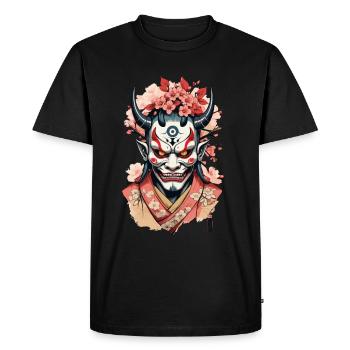 Oni Demon Mask Samurai Aesthetic Yokai - Men's Premium Organic T-Shirt - black - Front - Nico (187cm)
