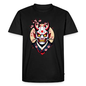Oni Demon Mask Samurai Aesthetic Yokai - Men's Premium Organic T-Shirt - black - Front - Nico (187cm)