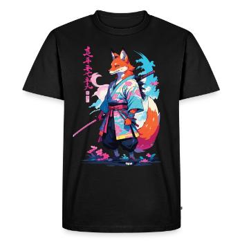 Kitsune Samurai Fox Aesthetic Vaporwave Style - Men's Premium Organic T-Shirt - black - Front - Nico (187cm)