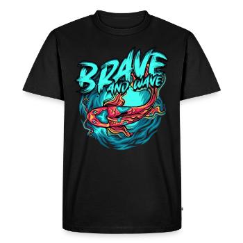 Betta Brave And Wave - Men's Premium Organic T-Shirt - black - Front - Nico (187cm)