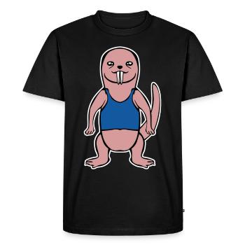 Rat taupe nu avec une chemise - T-shirt Premium bio Homme - noir - Devant - Nico (187cm)