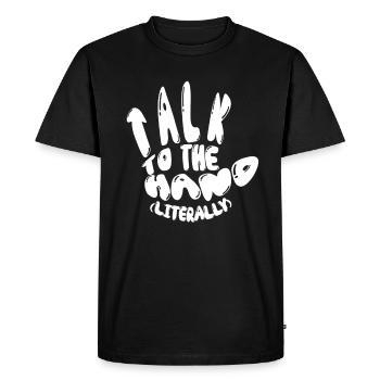 Interprète en langue des signes ASL - T-shirt Premium bio Homme - noir - Devant - Nico (187cm)