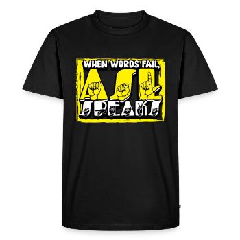 Interprète en langue des signes ASL - T-shirt Premium bio Homme - noir - Devant - Nico (187cm)