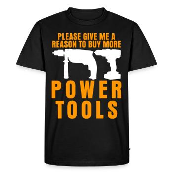 Power Tool Joke Electric Tools - Men's Premium Organic T-Shirt - black - Front - Nico (187cm)