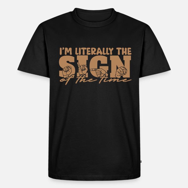 ASL Dolmetscher Gebärdensprache - Männer Premium Bio T-Shirt - Schwarz