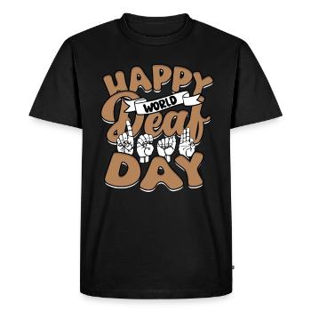 ASL Interpreter Happy World Deaf Day - Men's Premium Organic T-Shirt - black - Front - Nico (187cm)