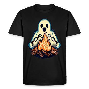 Ghost at Campfire Camping Site Halloween Fun - Men's Premium Organic T-Shirt - black - Front - Nico (187cm)