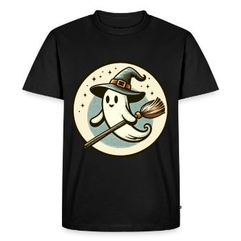 Funny Witch Spirit Witch Broom Vintage Art Style - Men's Premium Organic T-Shirt - black - Front - Nico (187cm)