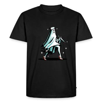 Drôle d’infirmière fantôme Halloween Costume - T-shirt Premium bio Homme - noir - Devant - Nico (187cm)