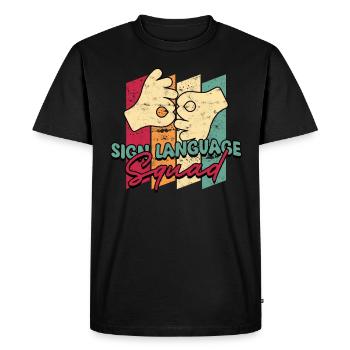 Interprète en langue des signes ASL - T-shirt Premium bio Homme - noir - Devant - Nico (187cm)