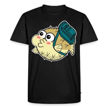 Puffer Fish with Backpack - Men's Premium Organic T-Shirt - black - Front - Nico (187cm)