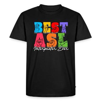 Interprète en langue des signes ASL - T-shirt Premium bio Homme - noir - Devant - Nico (187cm)