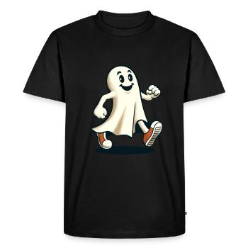 Drôle Vintage Fantôme Rétro Art Style Halloween - T-shirt Premium bio Homme - noir - Devant - Nico (187cm)