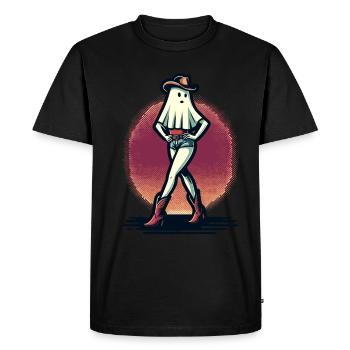 Drôle Cowboy Fille Fantôme Cowboy Chapeau Bottes - T-shirt Premium bio Homme - noir - Devant - Nico (187cm)