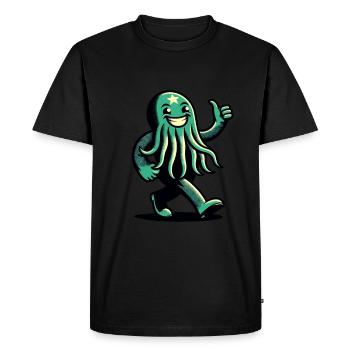 Drôle Heureux Cthulhu Drôle Cthulhu - T-shirt Premium bio Homme - noir - Devant - Nico (187cm)