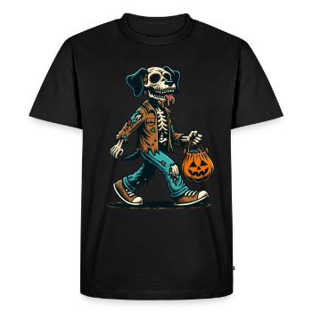 Mort-vivant zombie chien Trick or Treat Halloween - T-shirt Premium bio Homme - noir - Devant - Nico (187cm)