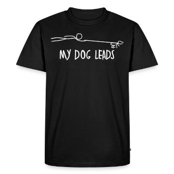 Promenade de chien Chiens teckel - T-shirt Premium bio Homme - noir - Devant - Nico (187cm)