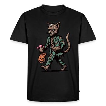 Chat zombie mort-vivant Halloween - T-shirt Premium bio Homme - noir - Devant - Nico (187cm)