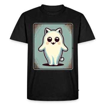 Cute Ghosts Cat Kawaii Ghost Pet - Men's Premium Organic T-Shirt - black - Front - Nico (187cm)