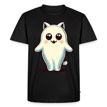 Cute Ghosts Cat Kawaii Ghost Pet - Men's Premium Organic T-Shirt - black - Front - Nico (187cm)