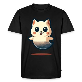 Mignon Fantômes Chat Kawaii Fantôme Animal de compagnie - T-shirt Premium bio Homme - noir - Devant - Nico (187cm)