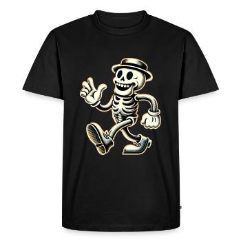 Retro Vintage Cartoon Halloween Bone Skeleton - Men's Premium Organic T-Shirt - black - Front - Nico (187cm)