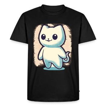 Cute Ghosts Cat Kawaii Ghost Pet - Men's Premium Organic T-Shirt - black - Front - Nico (187cm)