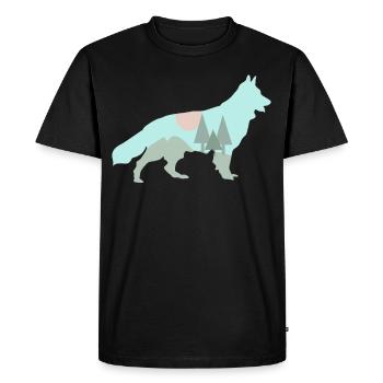 White Shepherd Dog Forest Outdoor - Men's Premium Organic T-Shirt - black - Front - Nico (187cm)