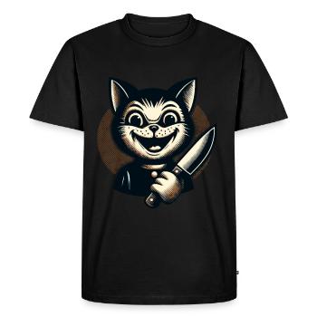 Creepy Cat Psycho Pet Halloween Decoration - Men's Premium Organic T-Shirt - black - Front - Nico (187cm)