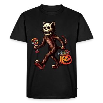 Chat zombie mort-vivant Halloween - T-shirt Premium bio Homme - noir - Devant - Nico (187cm)