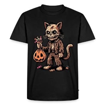 Chat zombie mort-vivant Trick or Treat - T-shirt Premium bio Homme - noir - Devant - Nico (187cm)