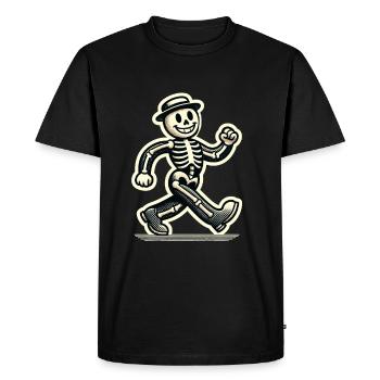 Retro Vintage Cartoon Halloween Bone Skeleton - Men's Premium Organic T-Shirt - black - Front - Nico (187cm)