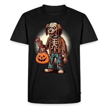 Mort-vivant zombie chien Trick or Treat Halloween - T-shirt Premium bio Homme - noir - Devant - Nico (187cm)