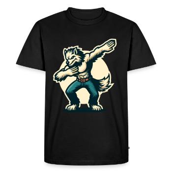 Dabbing Werewolf Funny Dabbing Design - Men's Premium Organic T-Shirt - black - Front - Nico (187cm)