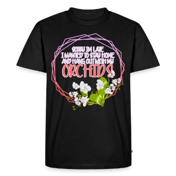 Orchidées Fleurs Orchidée Phalaenopsis - T-shirt Premium bio Homme - noir - Devant - Nico (187cm)