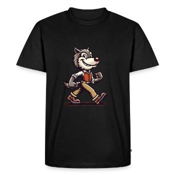 Retro Vintage Style Full Moon Werewolf Halloween - Men's Premium Organic T-Shirt - black - Front - Nico (187cm)