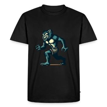 Retro Vintage Style Halloween Werewolves Full Moon - Men's Premium Organic T-Shirt - black - Front - Nico (187cm)