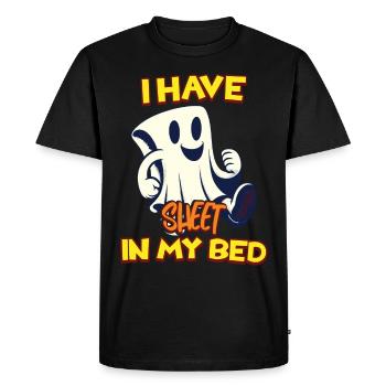 Lustiger Geister Spruch il y a un drap dans mon lit - T-shirt Premium bio Homme - noir - Devant - Nico (187cm)