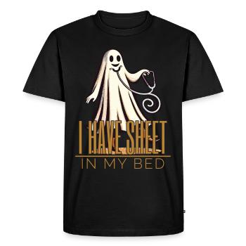 Drôle de fantôme disant costume d’Halloween - T-shirt Premium bio Homme - noir - Devant - Nico (187cm)