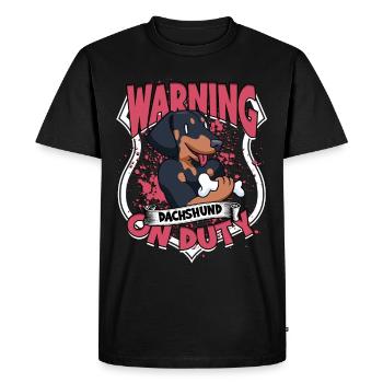 Dachshund Wire-haired Dachshund Warning Dachshund On Duty - Men's Premium Organic T-Shirt - black - Front - Nico (187cm)