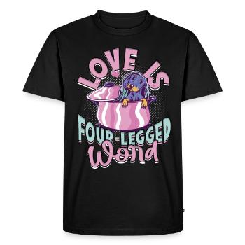 Dachshund Wire-haired Dachshund Love Is Four Legged Word - Men's Premium Organic T-Shirt - black - Front - Nico (187cm)