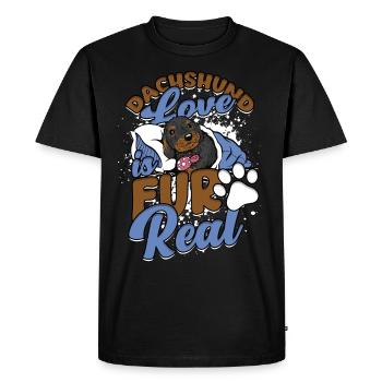 Dachshund Wire-haired Dachshund Love Is For Real - Men's Premium Organic T-Shirt - black - Front - Nico (187cm)