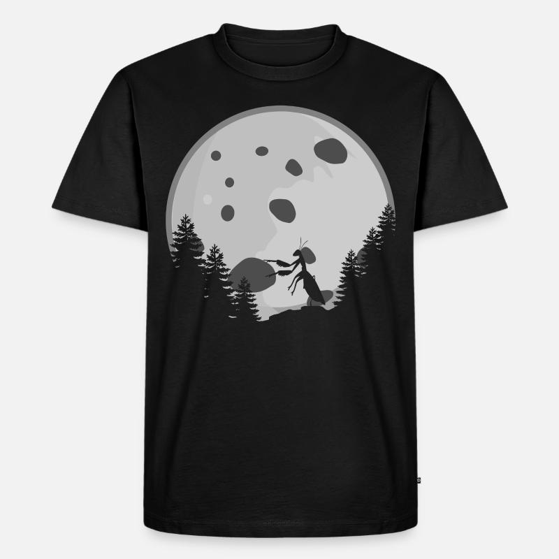Praying Mantis with Moon - Männer Premium Bio T-Shirt - Schwarz