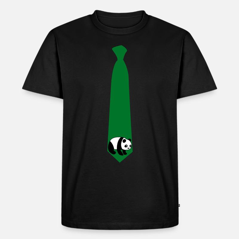 Panda Tie with Panda Bear - Männer Premium Bio T-Shirt - Schwarz