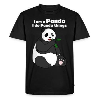 Panda géant avec panda en bambou Ours - T-shirt Premium bio Homme - noir - Devant - Nico (187cm)