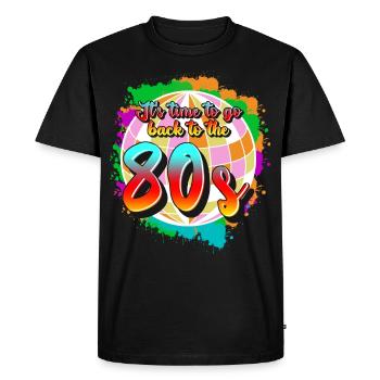Retro 1980 80s Disco - Men's Premium Organic T-Shirt - black - Front - Nico (187cm)