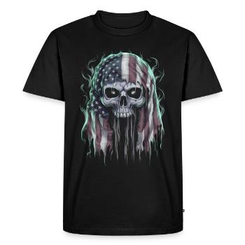Halloween, Squelette, Effrayant, Effrayant, Horreur, Fête - T-shirt Premium bio Homme - noir - Devant - Nico (187cm)