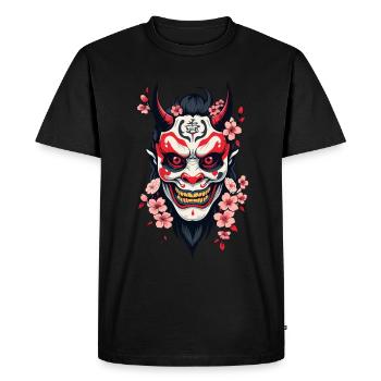Oni Demon Mask Samurai Aesthetic Yokai - Men's Premium Organic T-Shirt - black - Front - Nico (187cm)