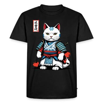 Samurai Cat in Japanese Samurai Artwork - Men's Premium Organic T-Shirt - black - Front - Nico (187cm)